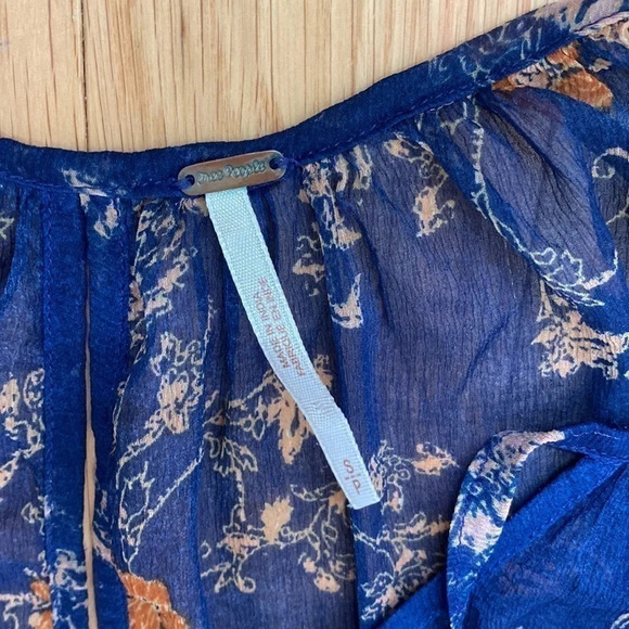 Free People Floral Boho Tiered Tunic Mini Dress size S - Picture 4 of 8